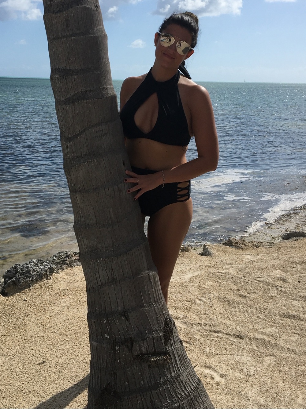 Black High-Neck Cutout Bikini Set